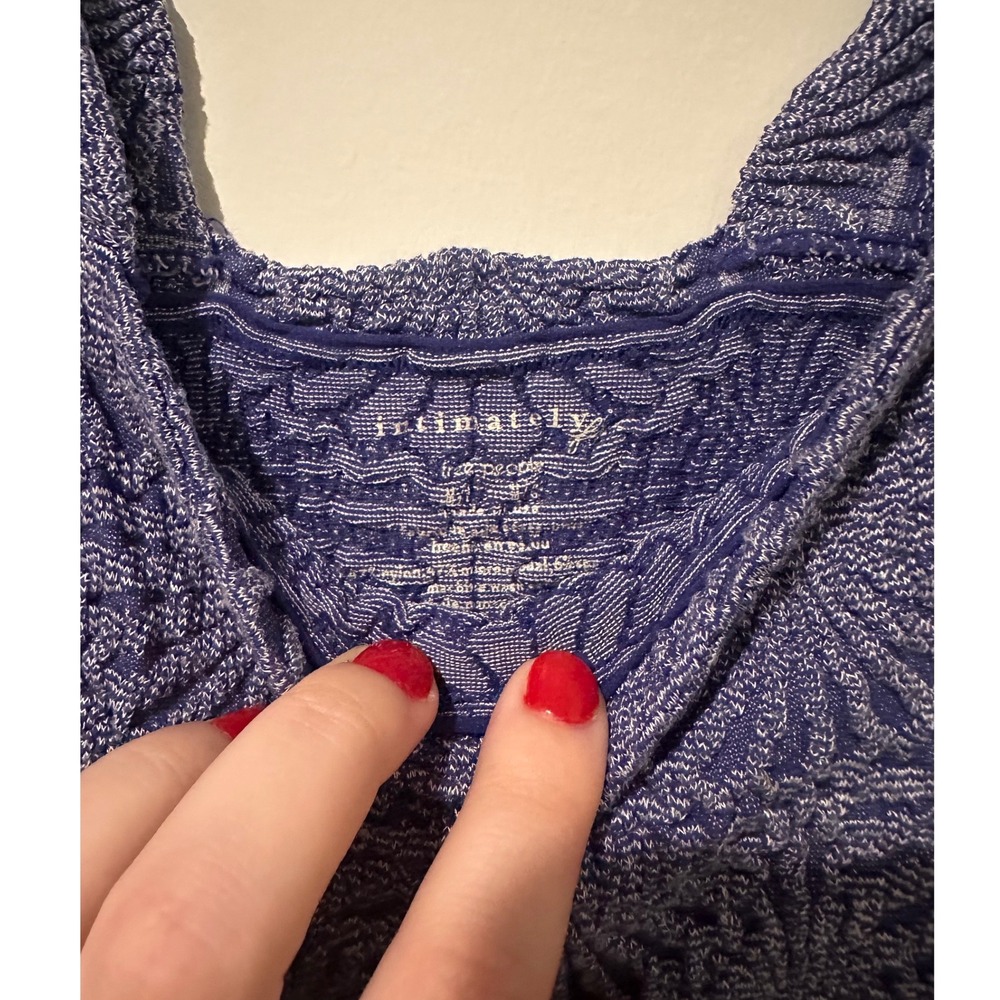 Intimately Free People Popcorn Knit Tank Top Blue Textured Fan Pattern M/L - Picture 2 of 2